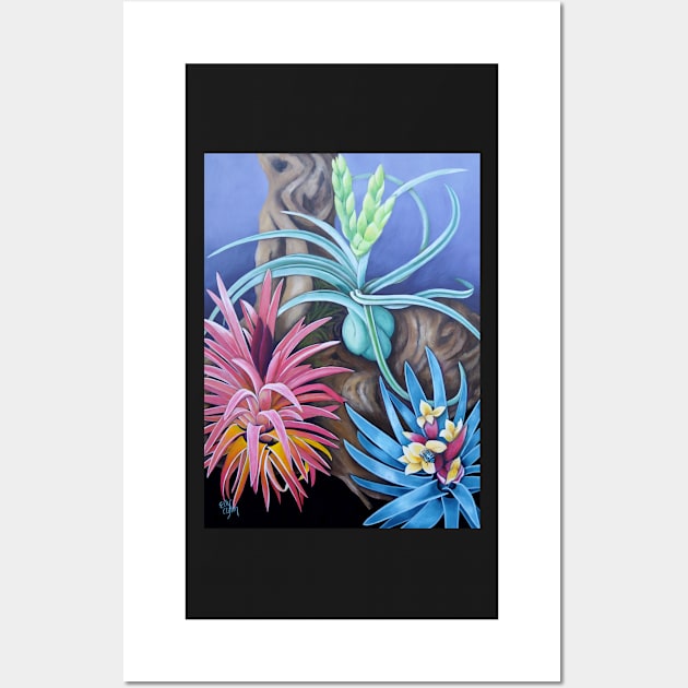 Blue Banded Bee Bromeliads Wall Art by artbyelly